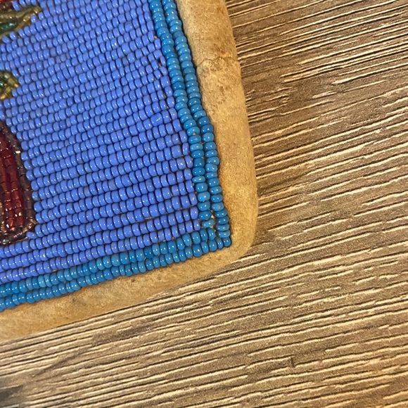 Handmade Vintage Native American Floral Hand Glass Beaded Plateau Tote Roses - Picture 6 of 16